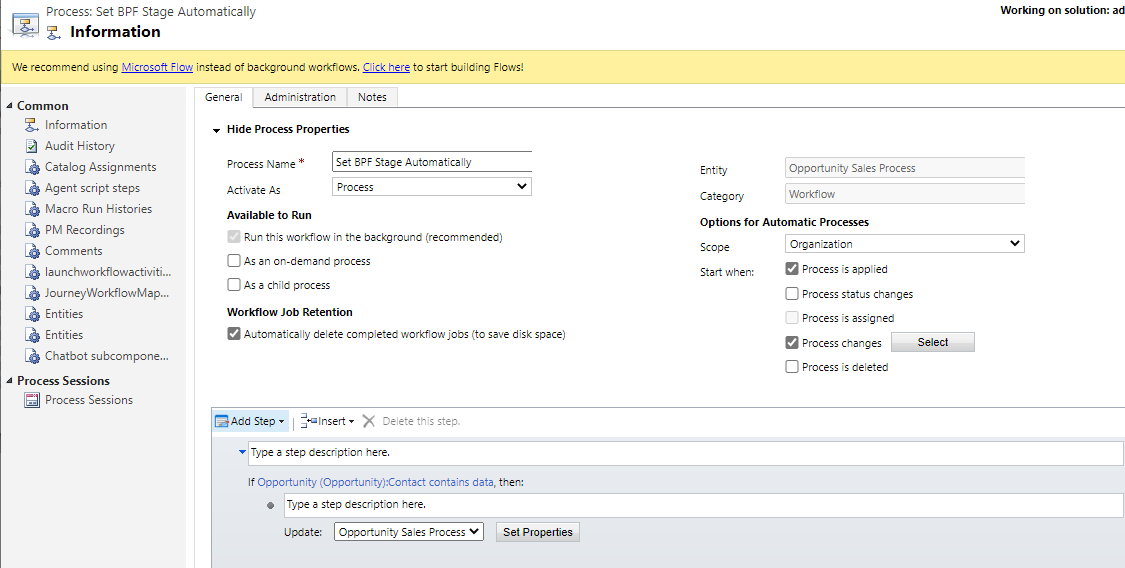 Dynamics 365 – Set Business Process Flow Stage Automatically by Using a ...